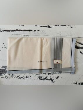 Nina Ricci Cream, Gray & Black Striped Scarf